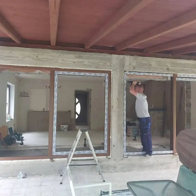 Montaža PVC portala i ALU roletni u boji zlatni hrast